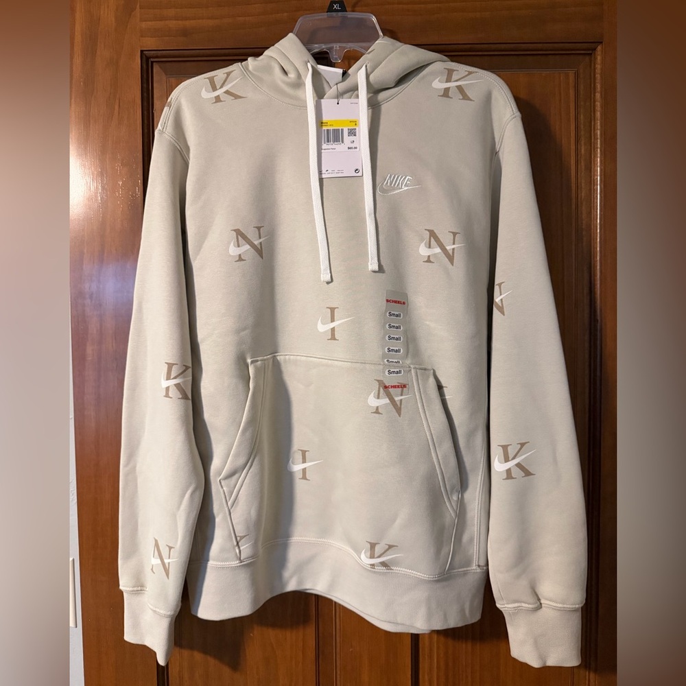 Nike Men’s Light Beige Hoodie with Logo Size S